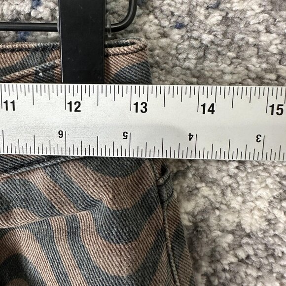 Ragged Jeans Denim Pants Womens 26 Brown Black Wavy Stripe Print Straight Leg - Picture 2 of 9